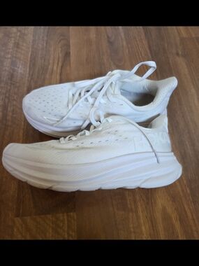 Hoka White/White Clifton Sneakers